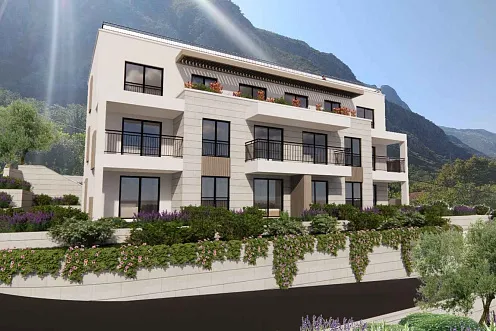 Apartments in Kotor in a building with a swimming pool